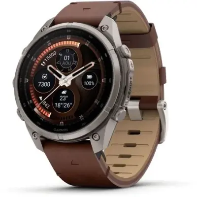 Garmin Fenix 9 Pro InReach amoled 47mm Sapphire Titane bracelet cuir noisette 010-04336-41 — photo 3