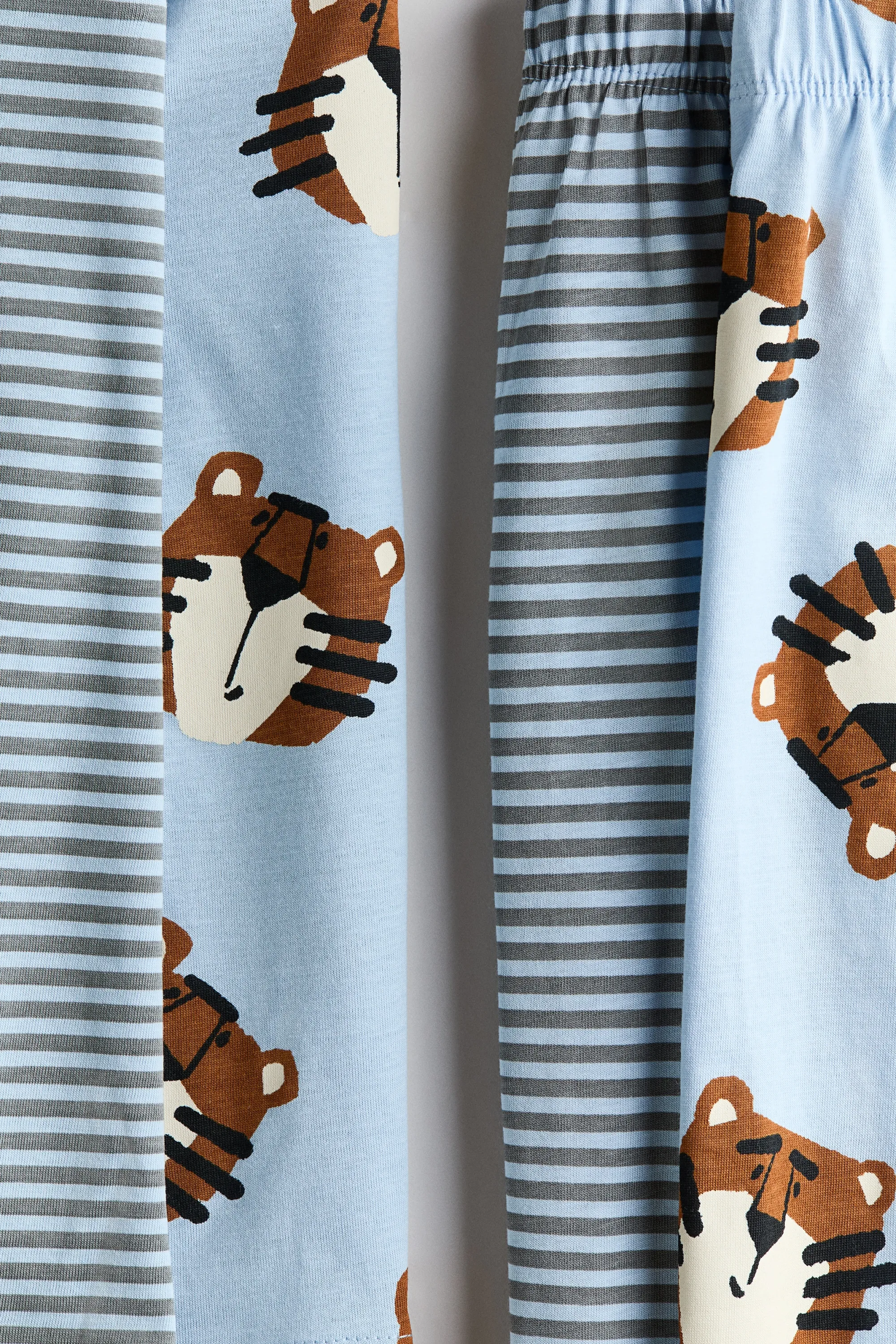 Lot de 2 pyjamas imprimés en coton - Bleu clair/tigres