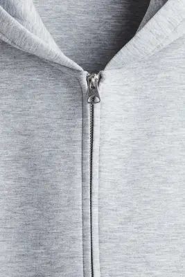 Veste à capuche zippée Loose Fit en scuba - Gris chiné — photo 5