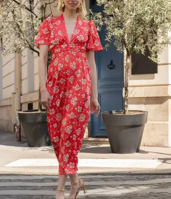 Robe longue à fleurs rouge — photo 1