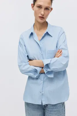 Chemise oversize - Bleu clair/rayé — photo 1
