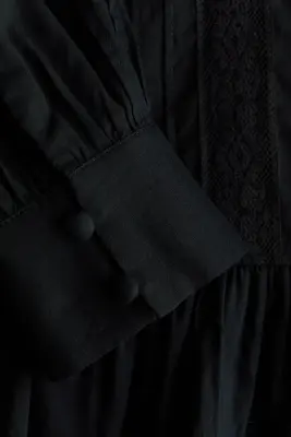 Blouse péplum en coton - Noir — photo 5