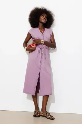 Robe midi en jersey uni Femme — photo 2