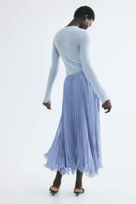 Jupe plissée vaporeuse - Bleu ancien — photo 1