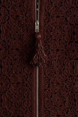 Gilet façon crochet - Marron foncé — photo 4