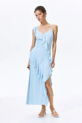 Robe volantée en jersey - Bleu clair — photo 1