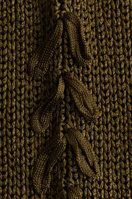 Top frangé en maille côtelée - Vert kaki foncé — photo 3