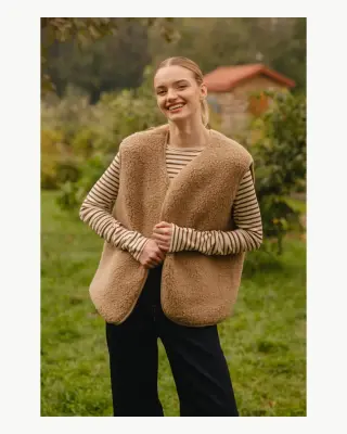 Gilet sans manches Ypo camel en mérinos – Yoko — photo 4