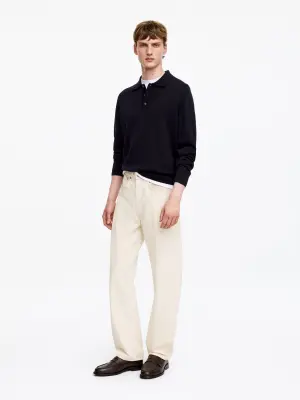 Polo en laine mérinos - Bleu foncé — photo 1