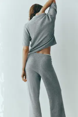 Pantalon à taille élastique - Gris chiné — photo 3