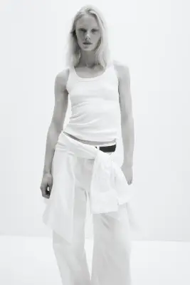 Débardeur côtelé Cooling Slim Fit - Blanc — photo 1