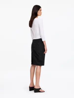 Jupe crayon en coton et nylon - Noir — photo 2
