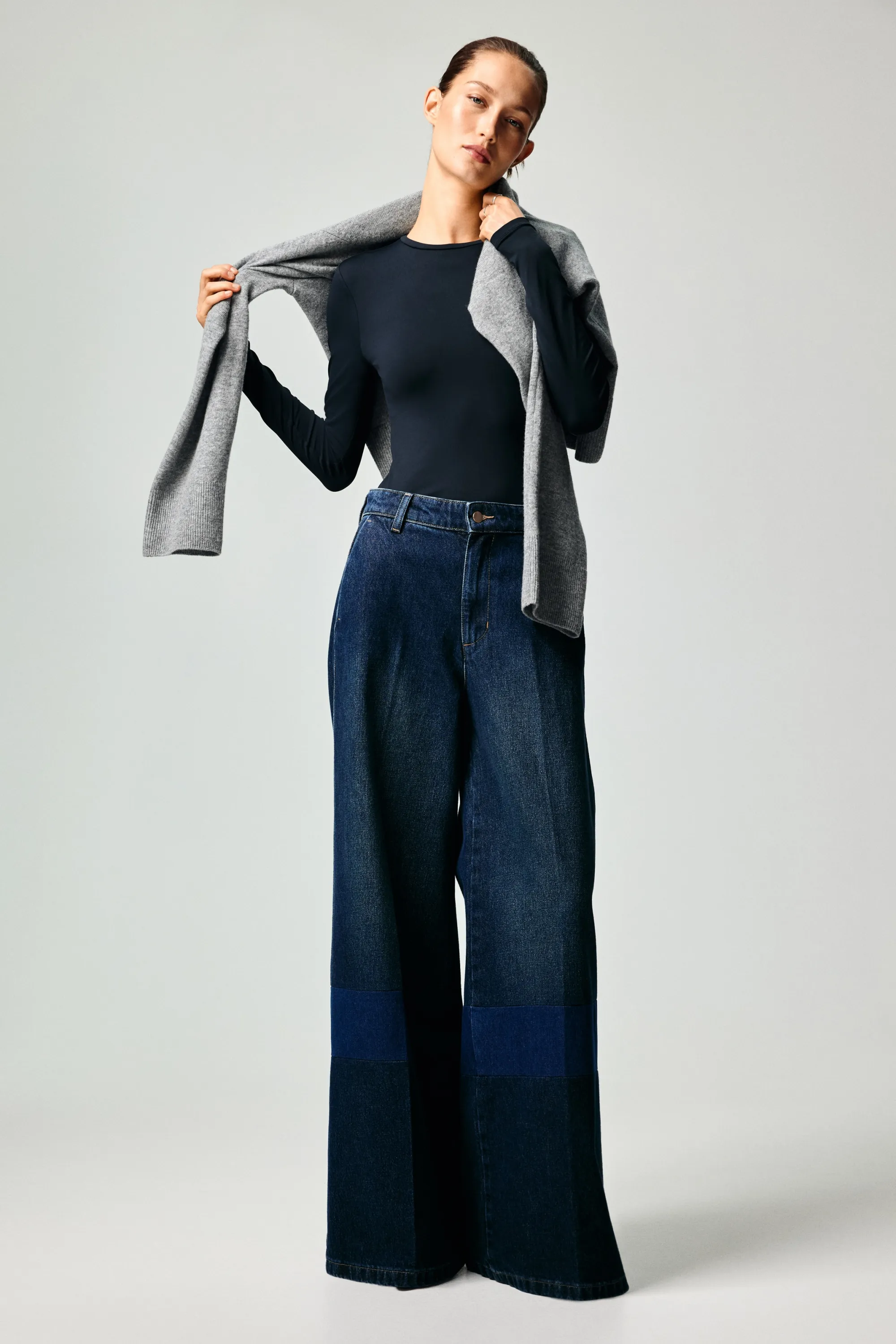 Top à manches longues en microfibre - Bleu foncé