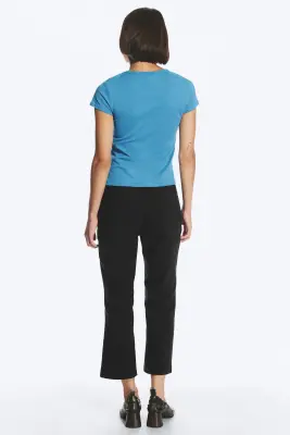 T-shirt carré imprimé à manches courtes - Bleu — photo 3
