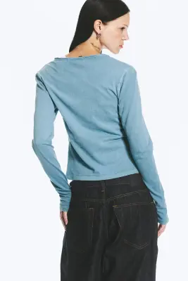Cardigan ajusté en jersey - Bleu cendré — photo 3