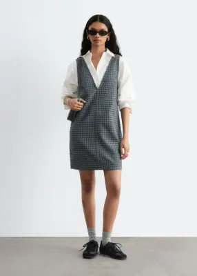 Robe à motif pied-de-poule - Gris/À carreaux — photo 4