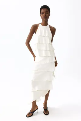 Jupe midi à étages - Ivoire — photo 1