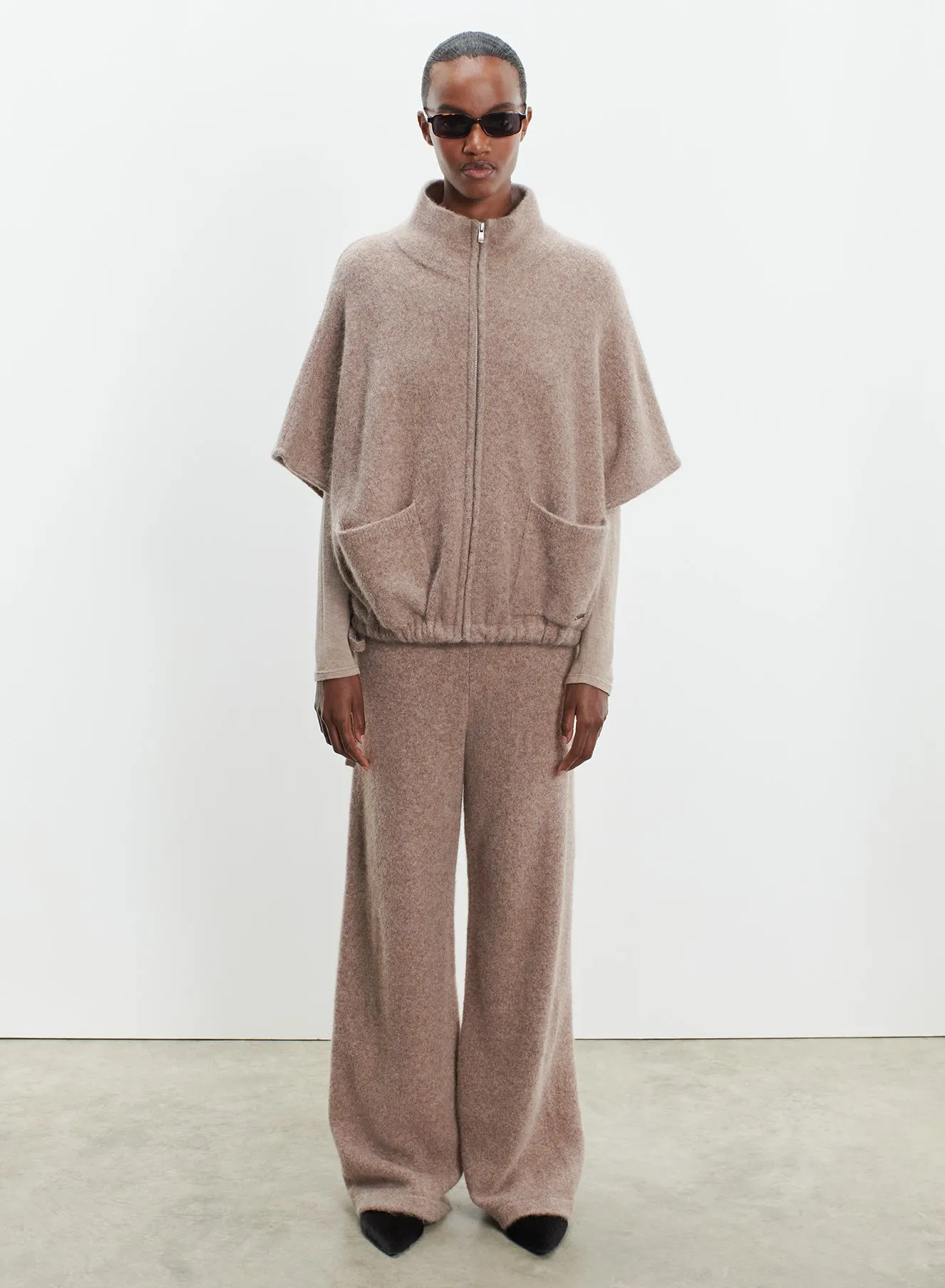 Poncho en alpaga, polyamide et élasthanne
