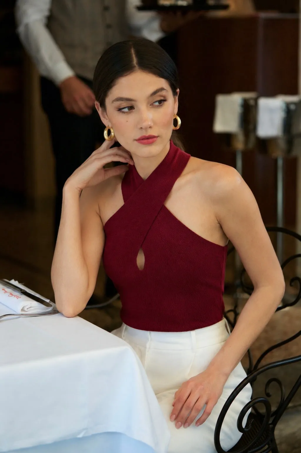 Amanda Halter Knit Top - Red
