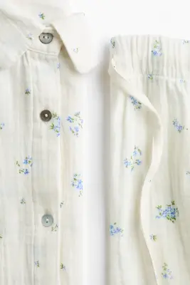 Pyjama en mousseline de coton - Crème/fleuri — photo 4