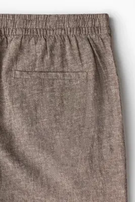 Pantalon Regular Fit en lin mélangé - Beige foncé — photo 2