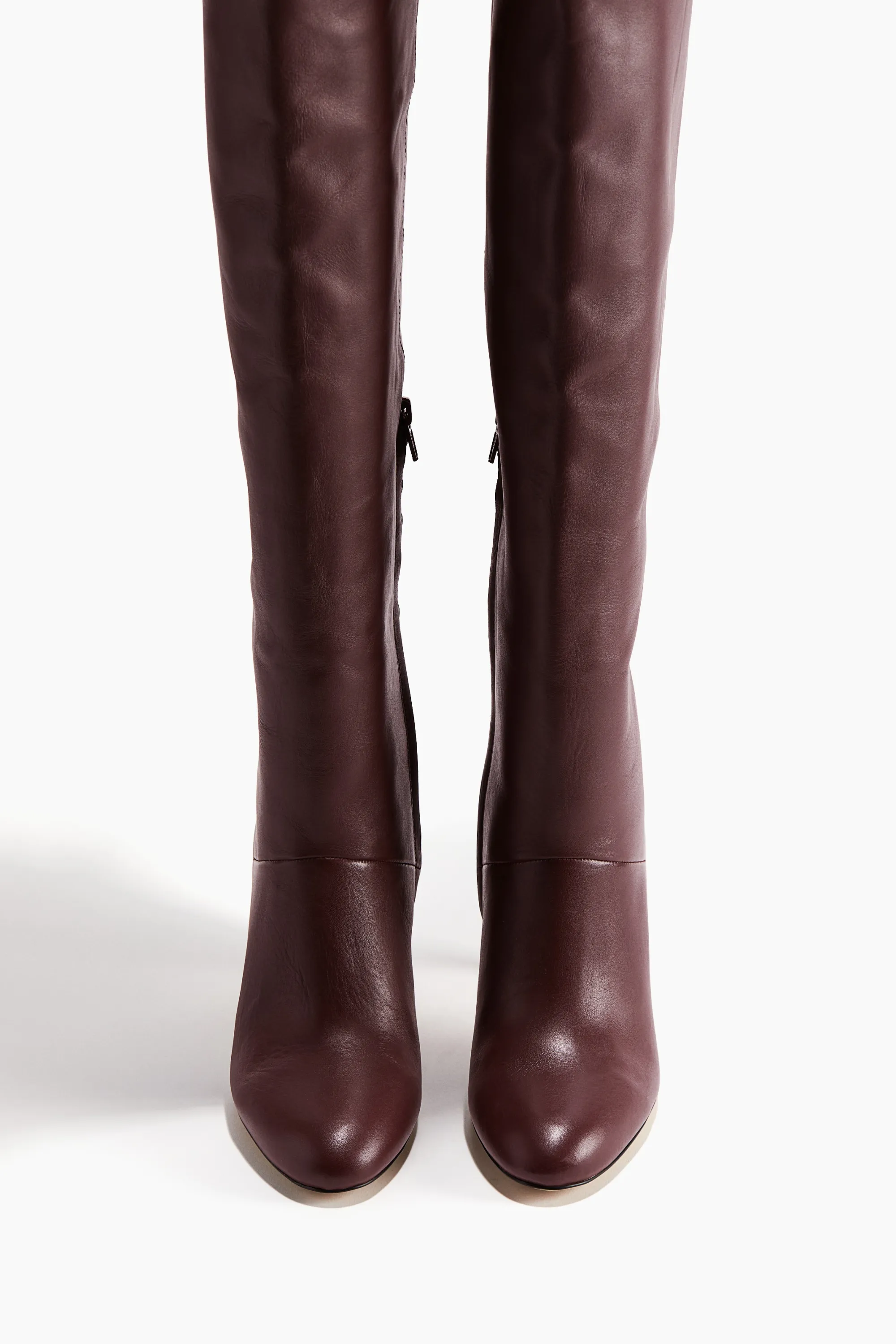 Bottes en cuir de hauteur genou - Bordeaux