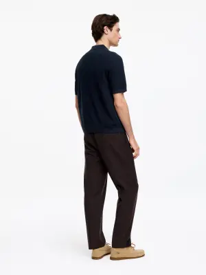 Polo en maille de coton - Bleu foncé — photo 2