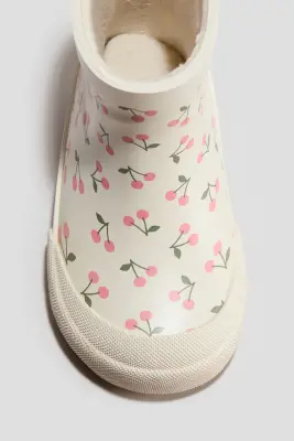 Bottes en caoutchouc - Beige clair/cerises — photo 2