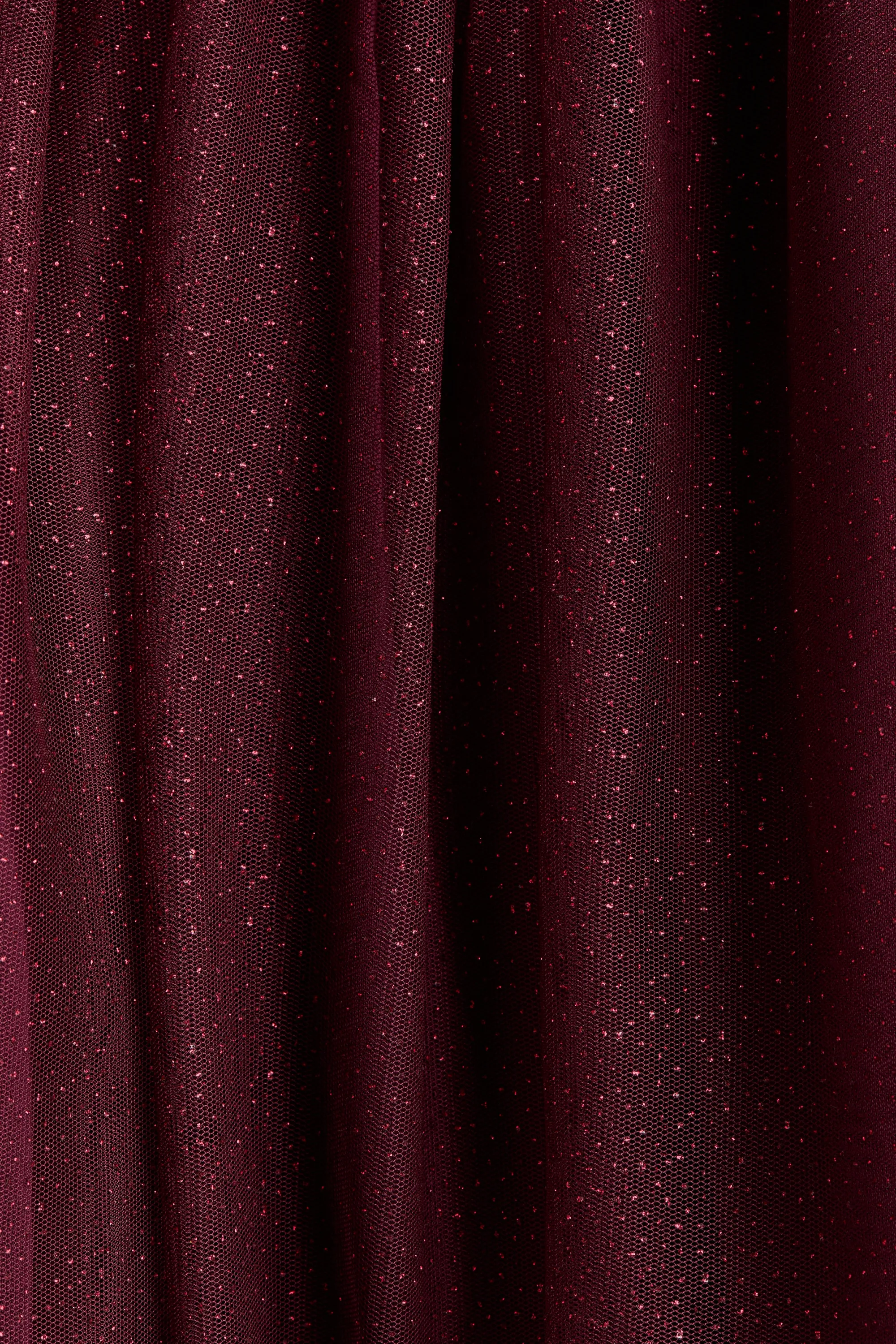 Robe à manches longues avec jupe en tulle - Rouge foncé