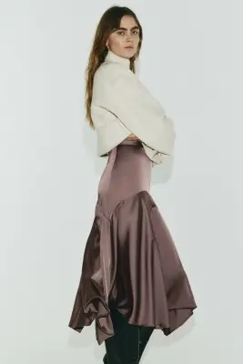 Jupe en twill satin - Mauve foncé — photo 4