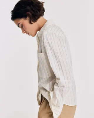 Chemise Jacinthe rayures écru et marine — photo 4