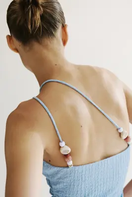 Robe asymétrique à effet froissé - Bleu clair — photo 3