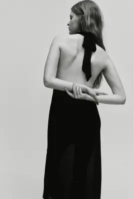 Robe maxi à encolure bénitier - Noir — photo 2