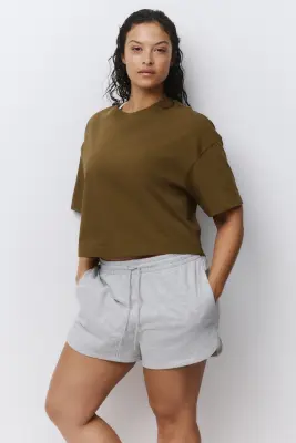 T-shirt boxy - Vert kaki — photo 1