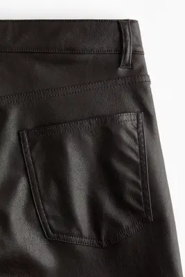 Pantalon en tissu enduit avec jambes barrel - Marron foncé — photo 5