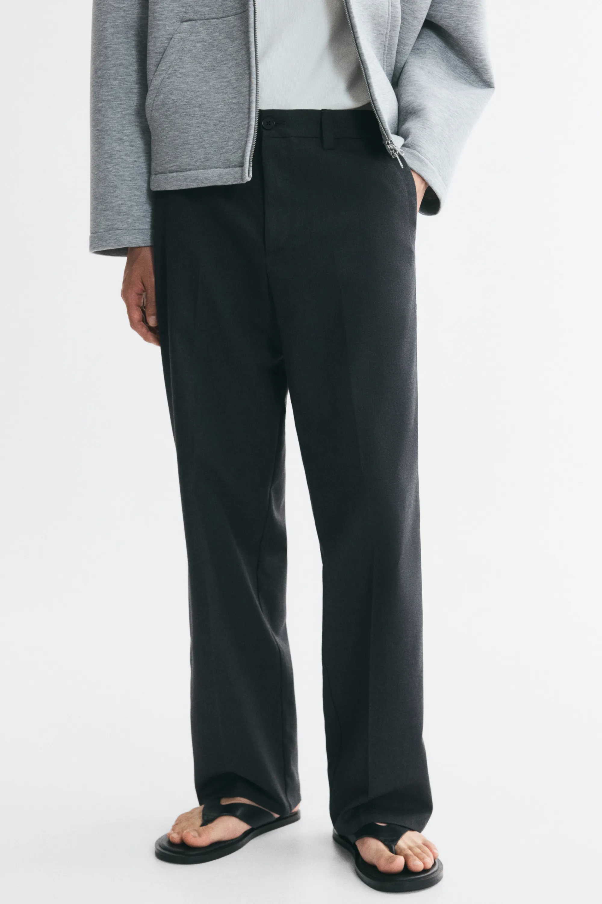 Pantalon chic Relaxed Fit à jambes larges - Gris foncé