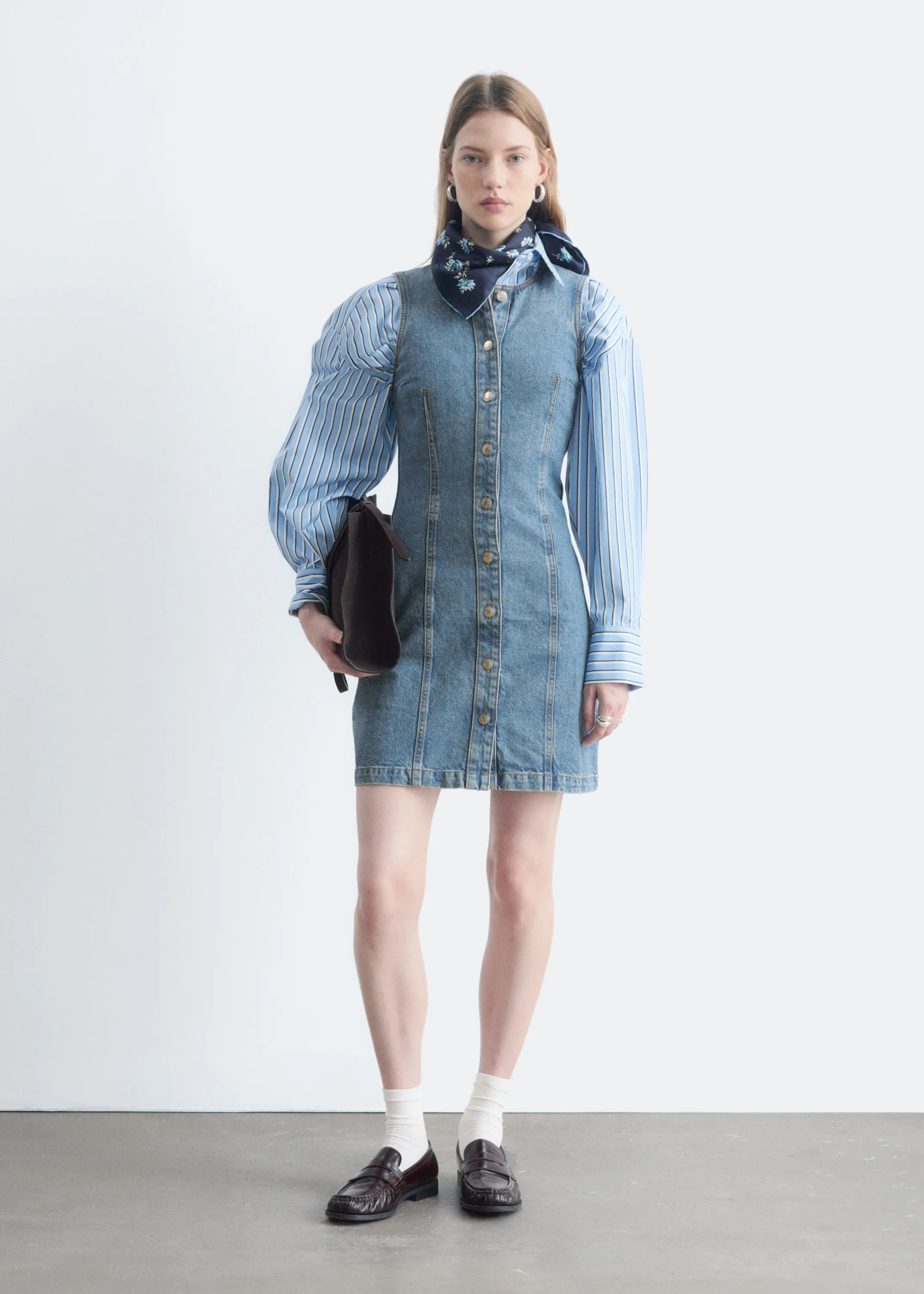 Robe boutonnée à l’avant en denim - Bleu