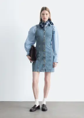 Robe boutonnée à l’avant en denim - Bleu — photo 1