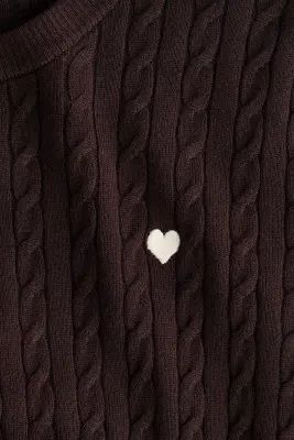 Pull en maille torsadée - Marron foncé — photo 3