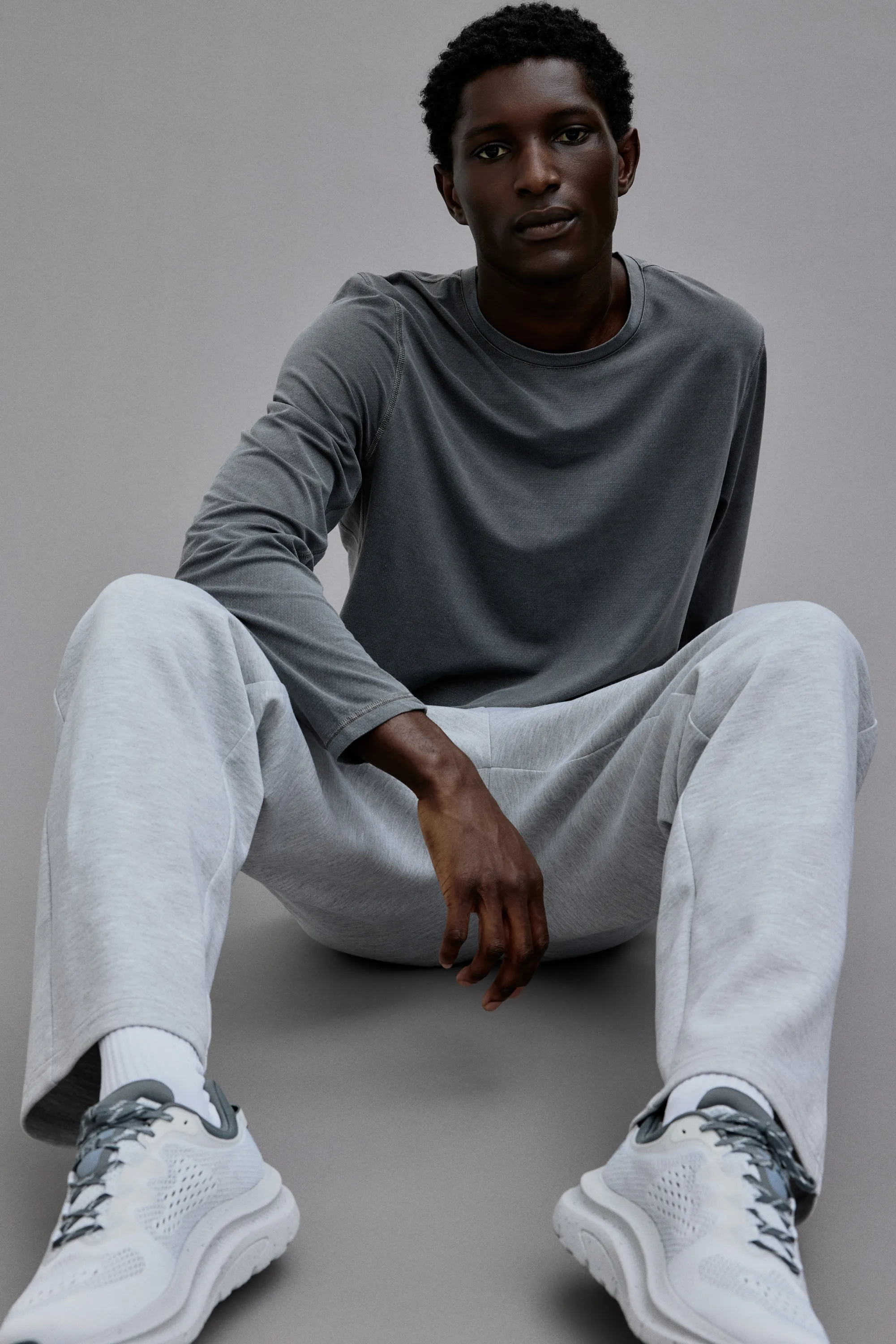 Pantalon jogger de sport Regular Fit - Gris clair chiné