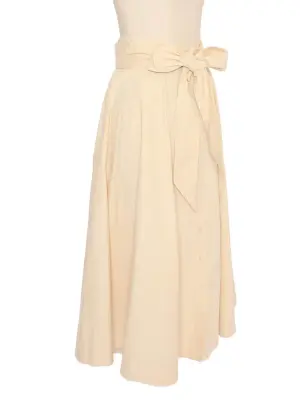 Jupe taille haute ceinturé longueur midi en velours côtelé beige Prix boutique 600€ Taille 36 — photo 2