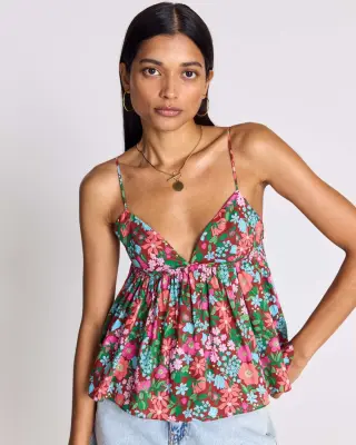 Top Calia imprimé Liberty rose et bordeaux — photo 1