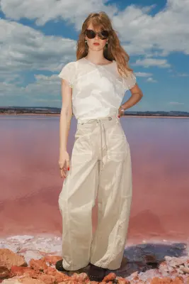 Pantalon large à oeillets — photo 2