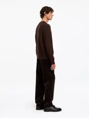 Pantalon en velours côtelé classique - Marron foncé — photo 2