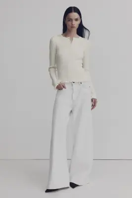Top en maille côtelée - Blanc — photo 1