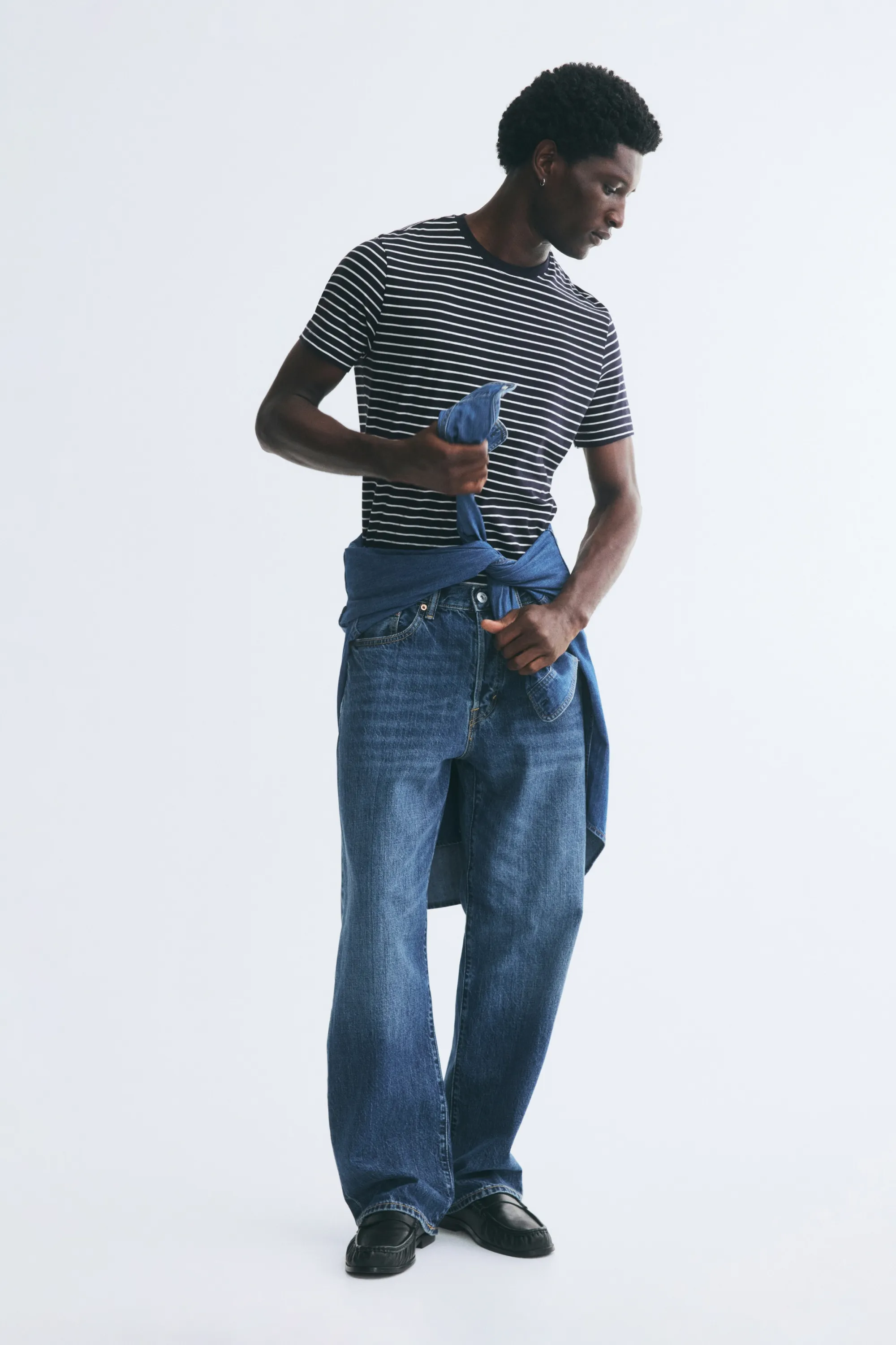 T-shirt Slim Fit - Bleu marine/rayé