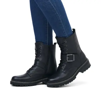 Bottines Remonte D0B78-01 Noires - Lacets Boucle Grande Pointure Femme — photo 4