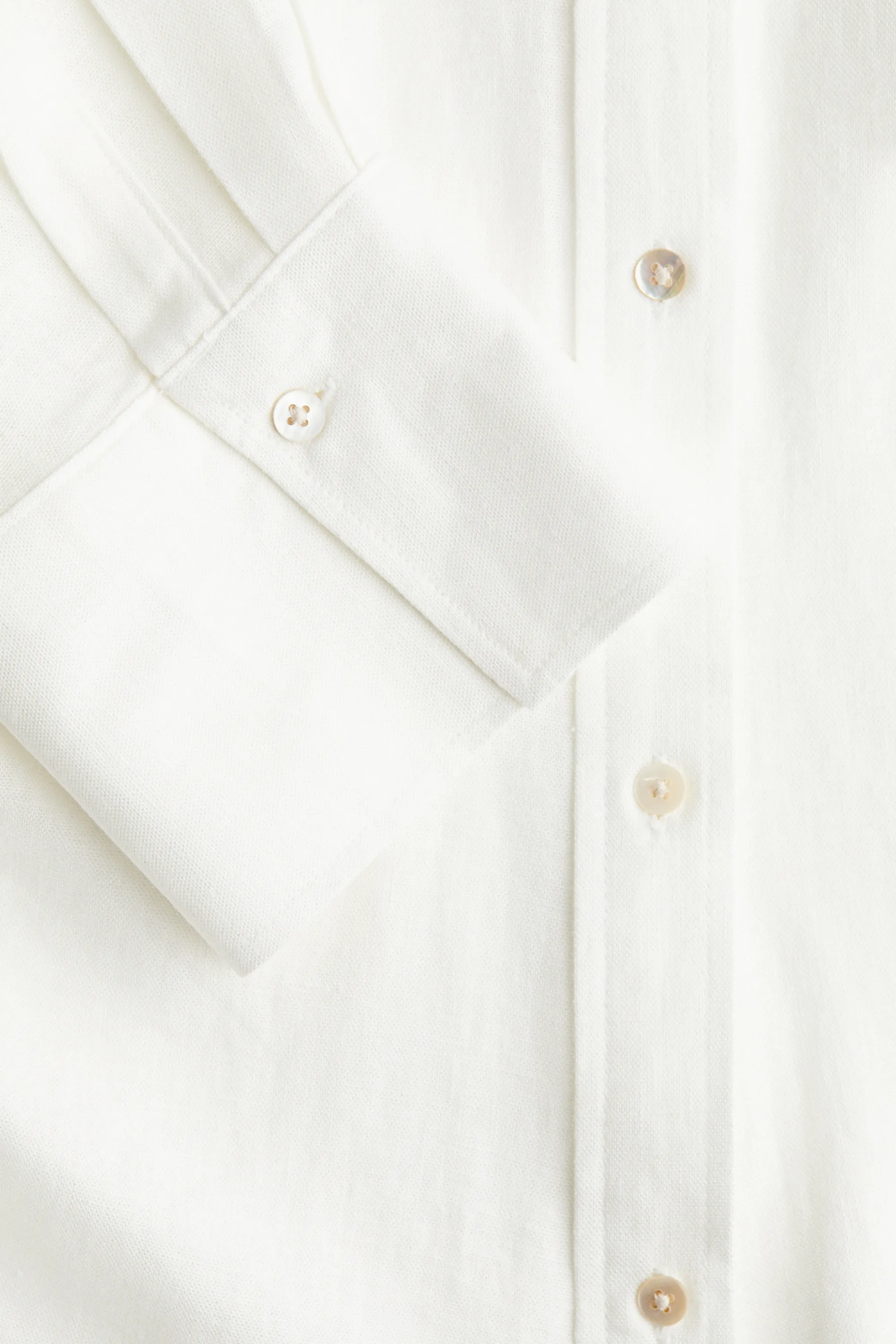 Chemise froncée en lin mélangé - Blanc