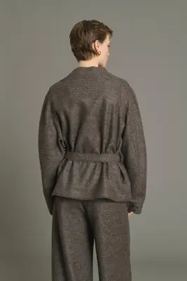 VESTE THEIA TAUPE CHINÉ — photo 2