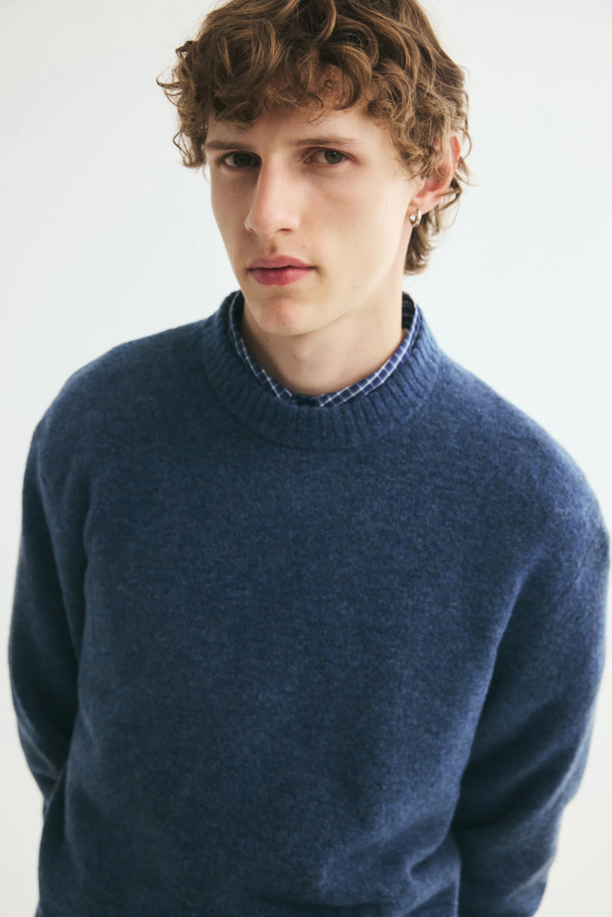 Pull Regular Fit à la finition brossée - Bleu foncé